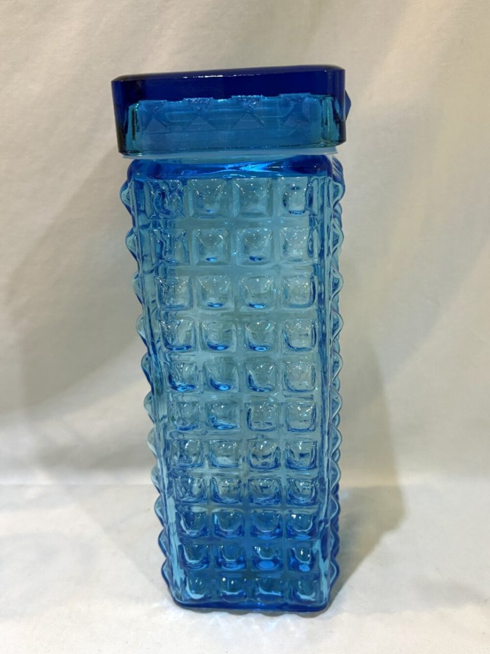 Pier 1 Blue Glass Tall Canister Kitchen Container with Lid